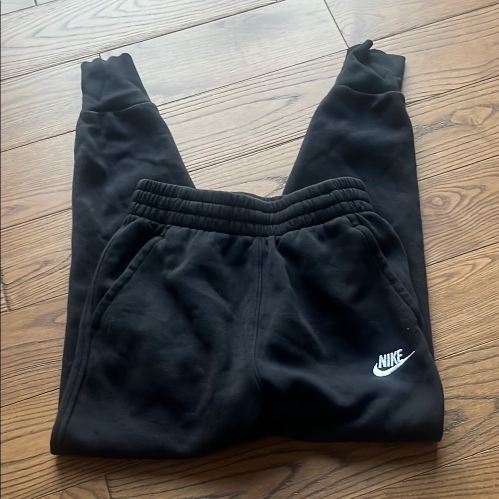Nike Kids Black Joggers with White Logo